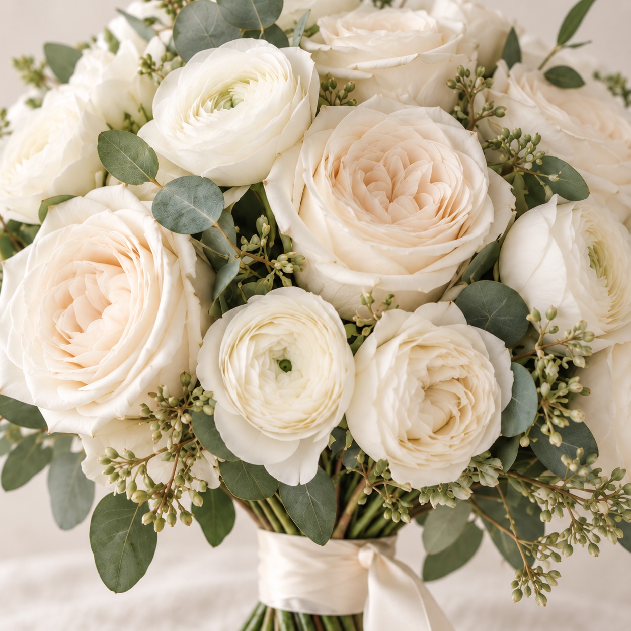 Alternate detail of the ivory bouquet
