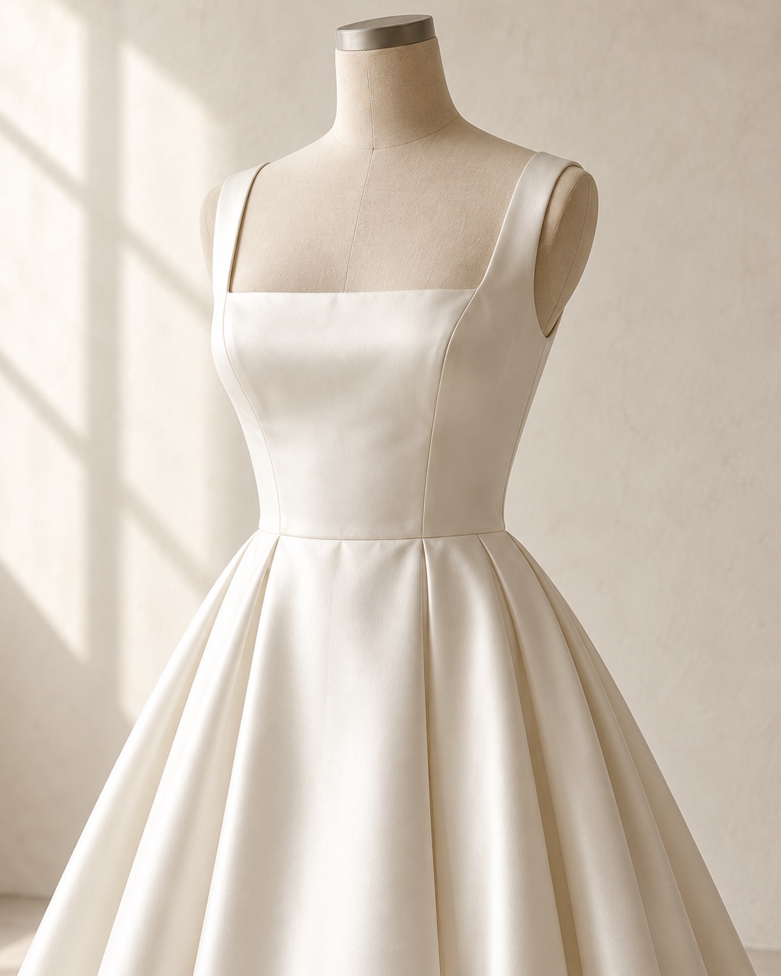 Alternate detail of the satin dress